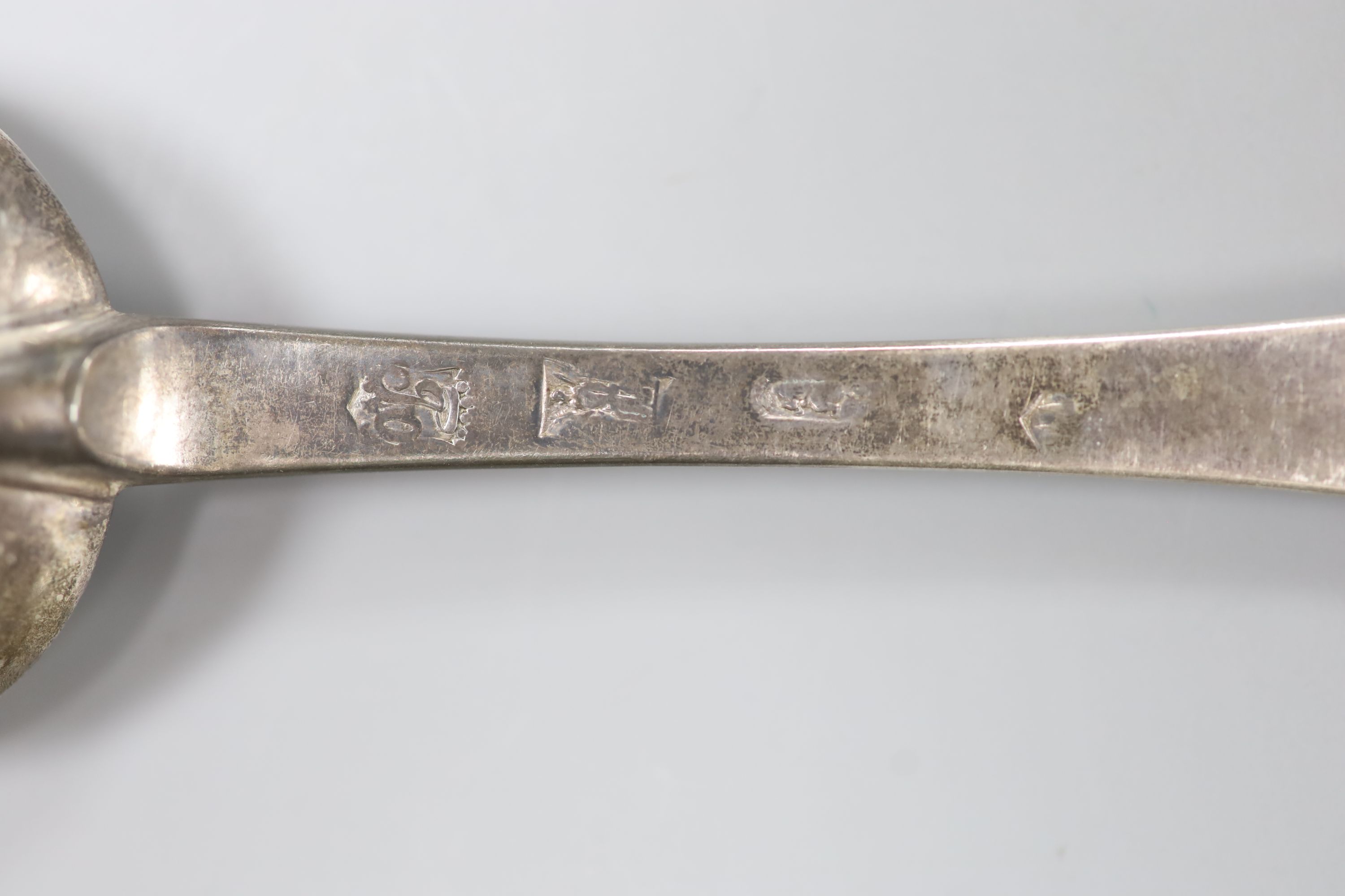 A Queen Anne Brittania standard silver trefid spoon, Lawrence Jones, London, circa 1705